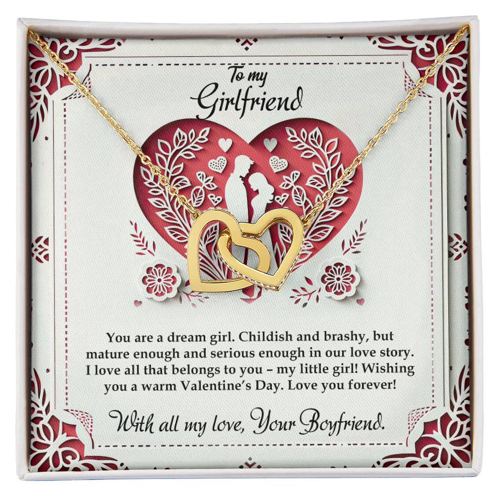 Valentine-st16c Interlocking Hearts Necklace, Gift to my Girlfriend with Beautiful Message Card