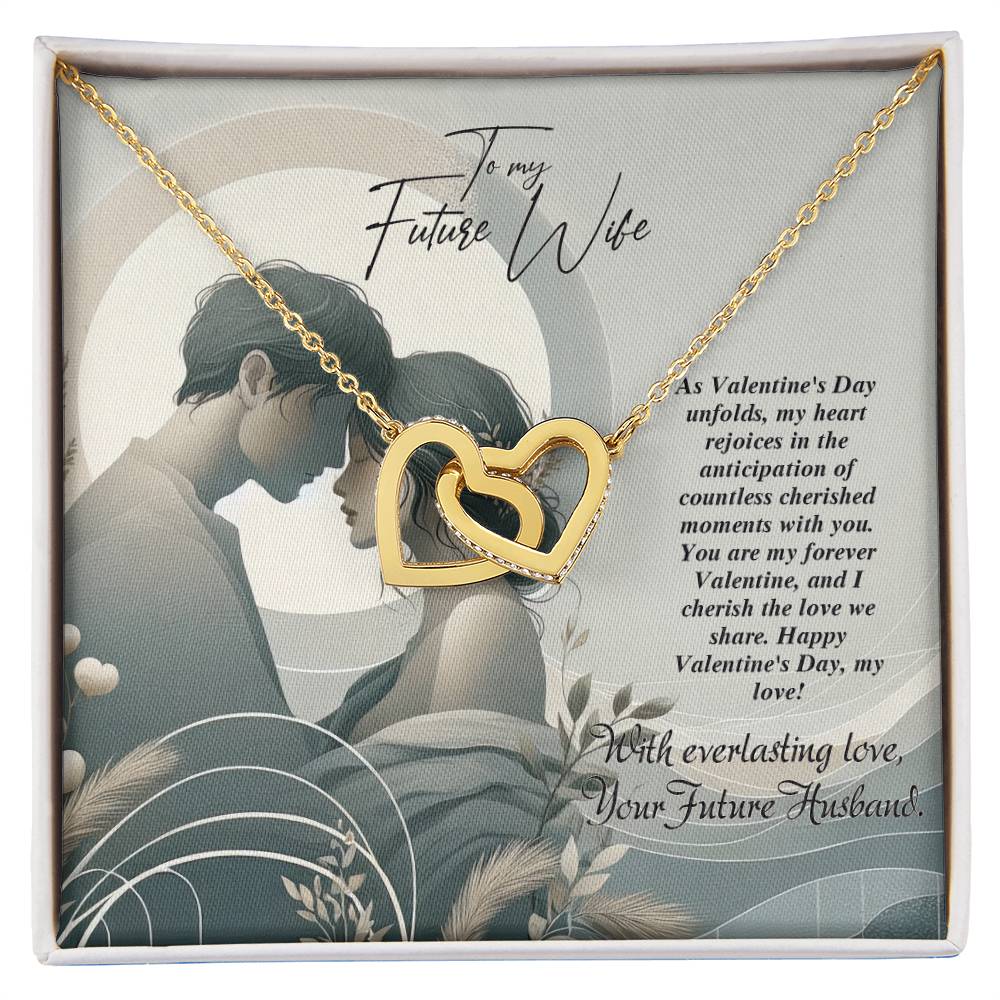 Valentine-st22d Interlocking Hearts Necklace, Gift to my Future Wife with Beautiful Message Card