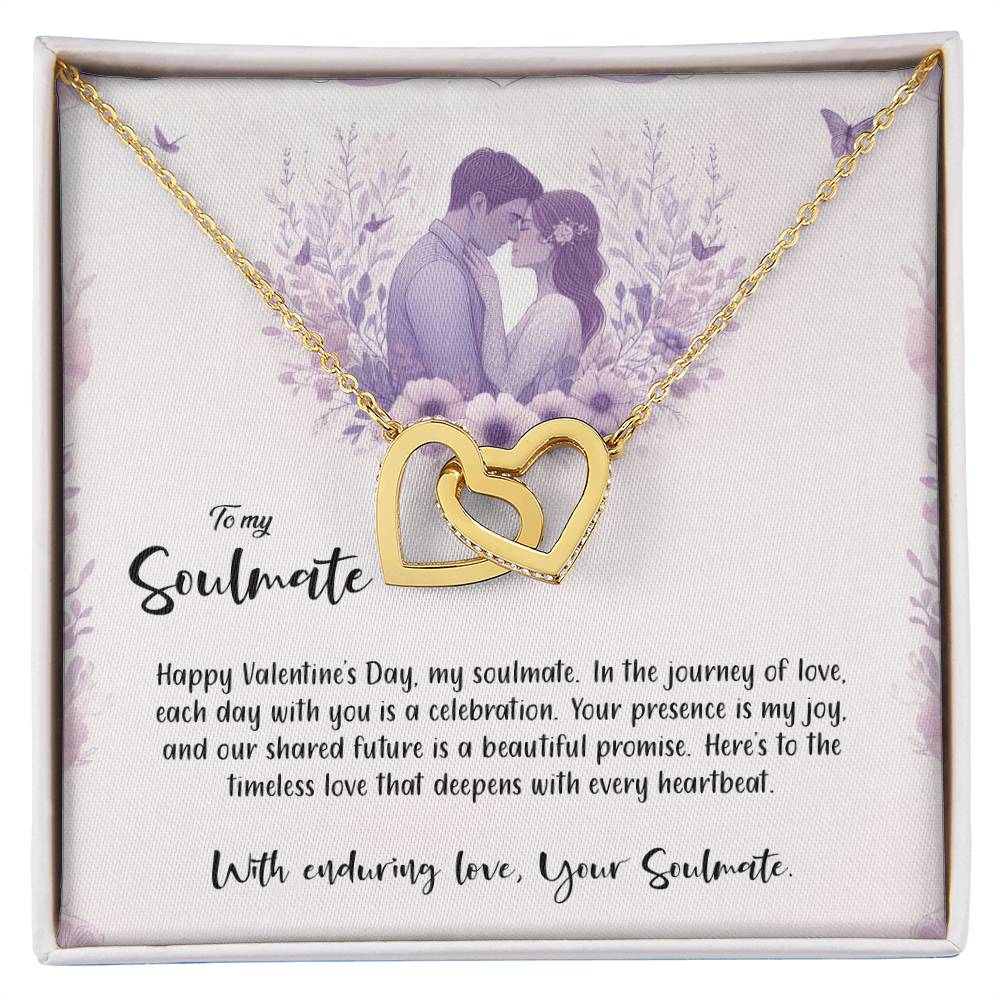 Valentine-st14b Interlocking Hearts neck, Gift to My Soulmate with Message Card