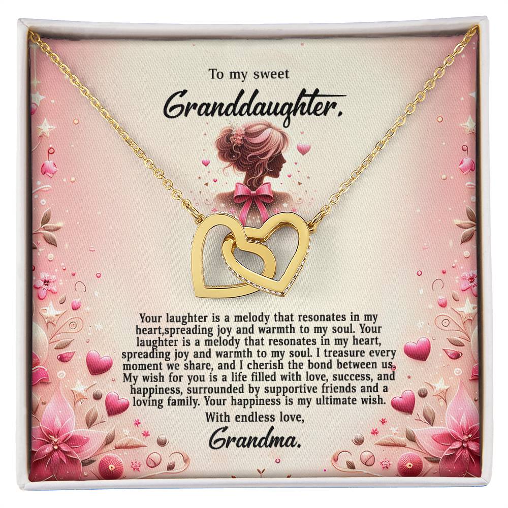 4058(b) Interlocking Hearts Necklace, Gift to My Granddaughter , with beautiful message card