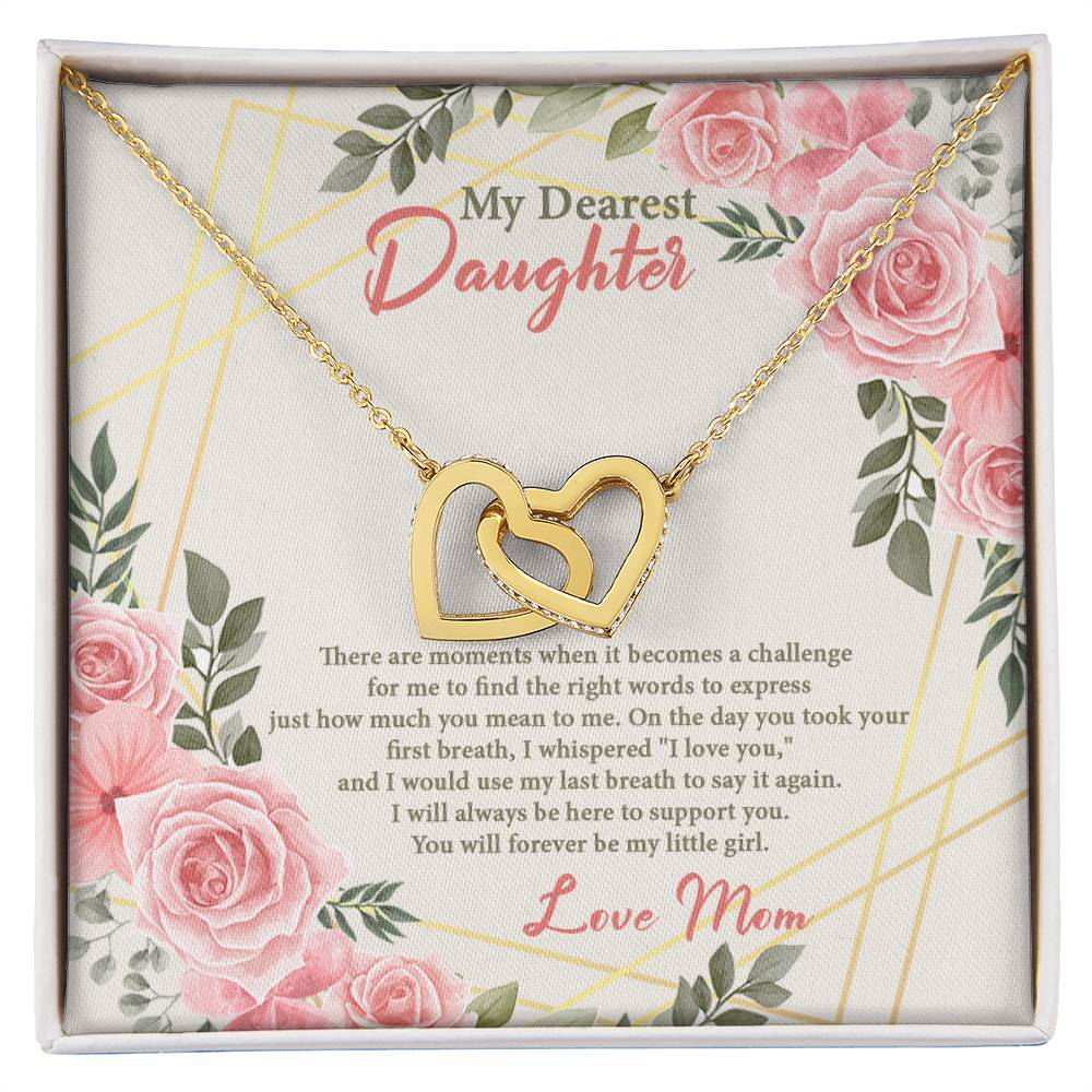 4021b Interlocking Hearts Necklace, Gift to my Daughter with Beautiful Message Card