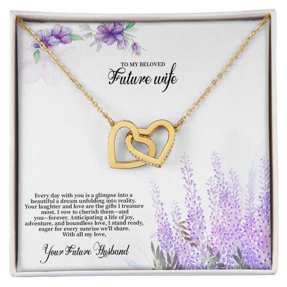 4030 (3) Interlocking Hearts Necklace, Gift to my Future Wife with Beautiful Message Card