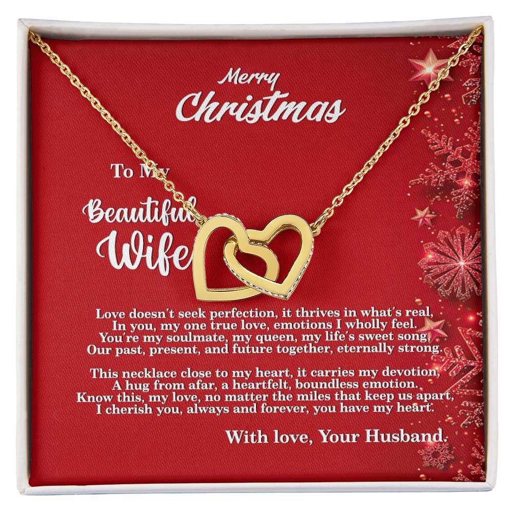 4013a Interlocking Hearts neck, Gift to my Wife with Beautiful Message Card