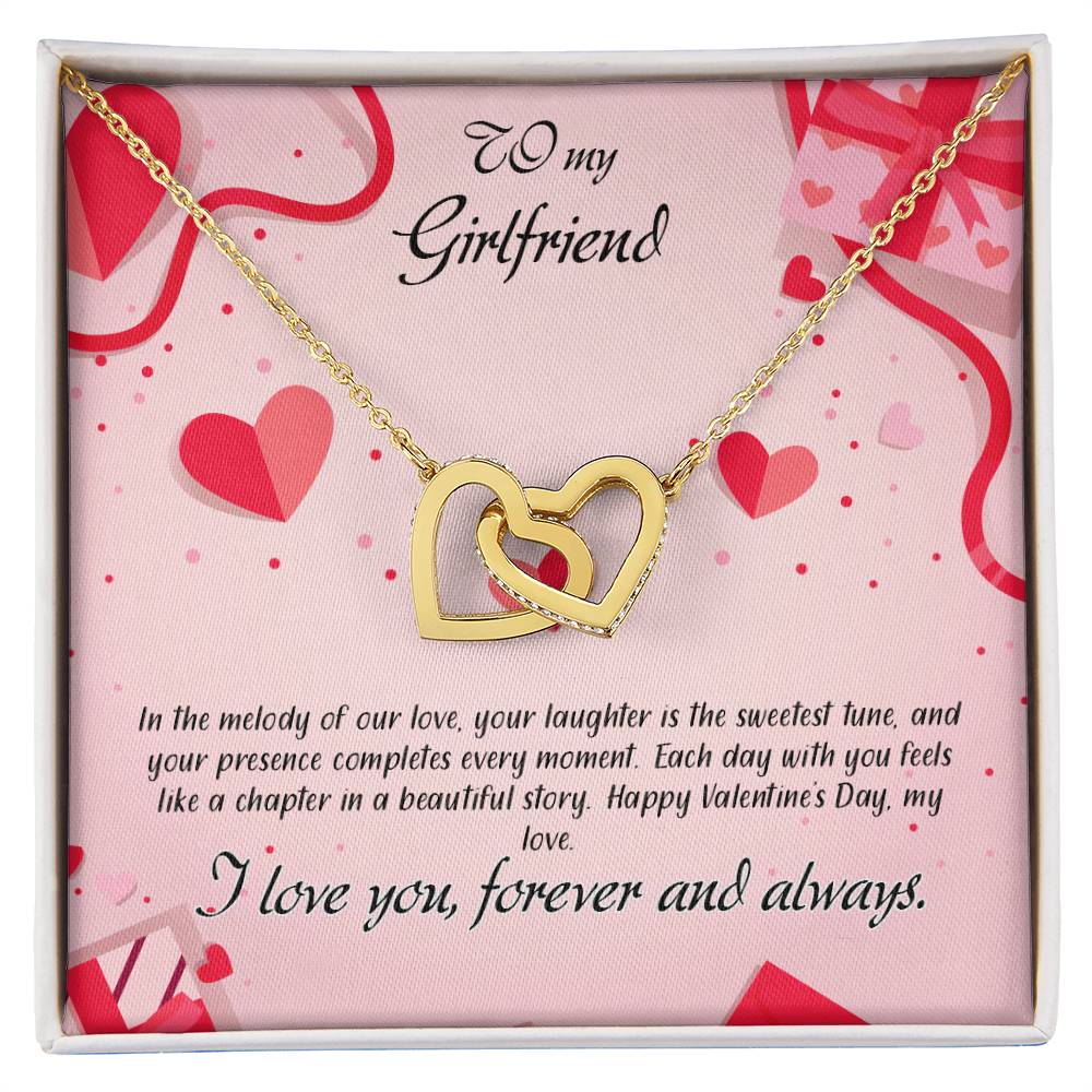 valentine-15c Interlocking Hearts Necklace, Gift to my Girlfriend with Beautiful Message Card