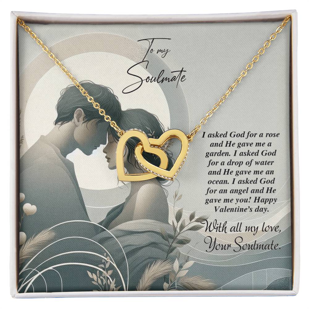 Valentine-st22b Interlocking Hearts neck, Gift to My Soulmate with Message Card