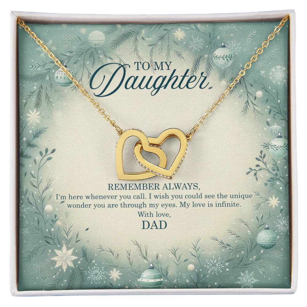 95320 a Interlocking Hearts Necklace, Gift to my Daughter with Beautiful Message Card