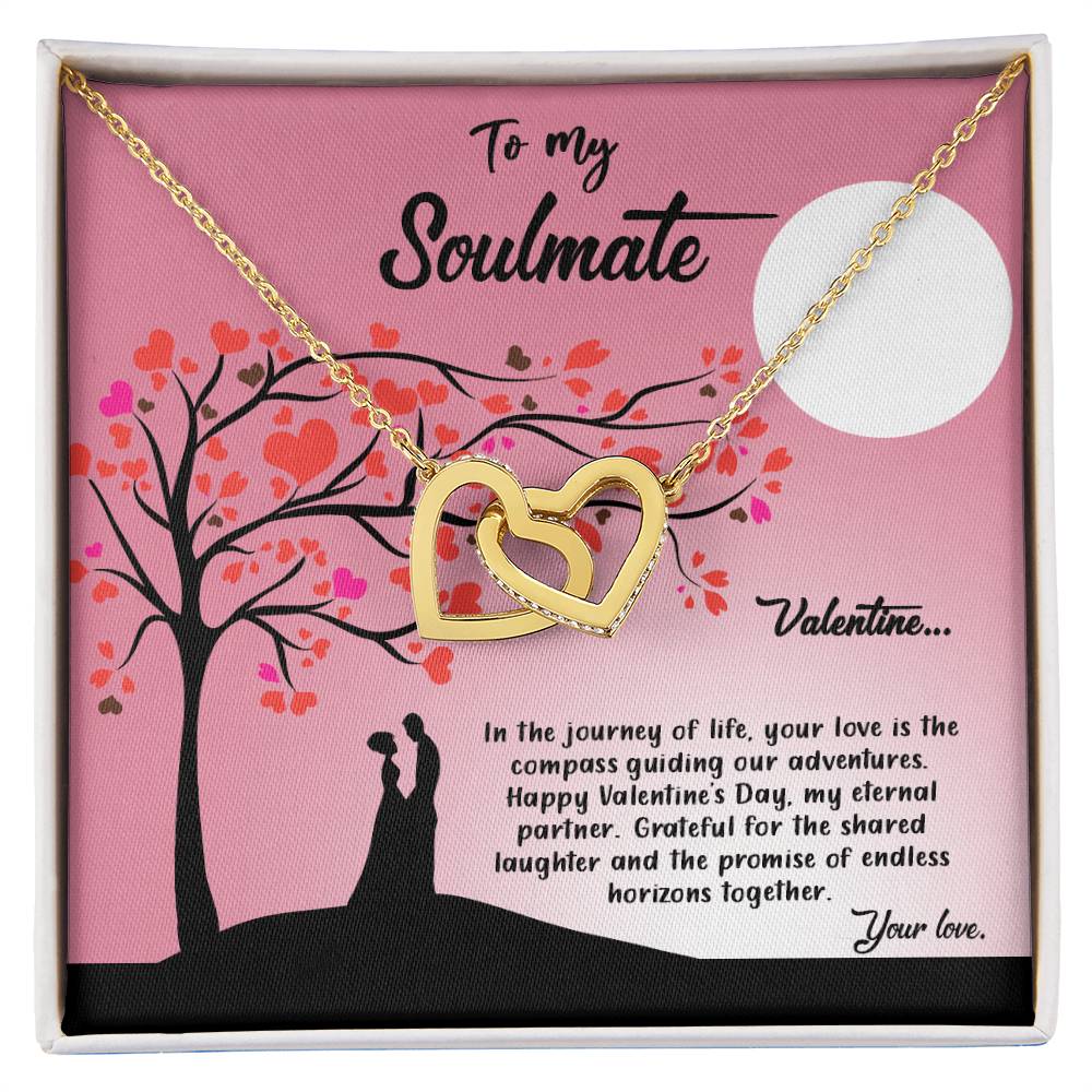 valentine-13b Interlocking Hearts neck, Gift to My Soulmate with Message Card