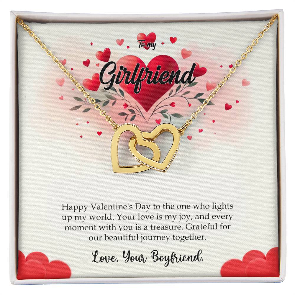 Valentine-st11c Interlocking Hearts Necklace, Gift to my Girlfriend with Beautiful Message Card