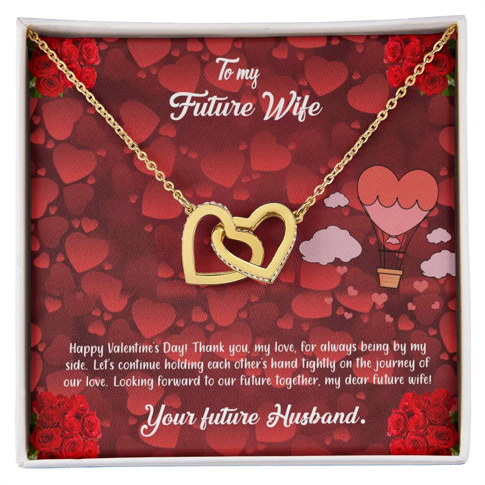 valentine-27d Interlocking Hearts Necklace, Gift to my Future Wife with Beautiful Message Card