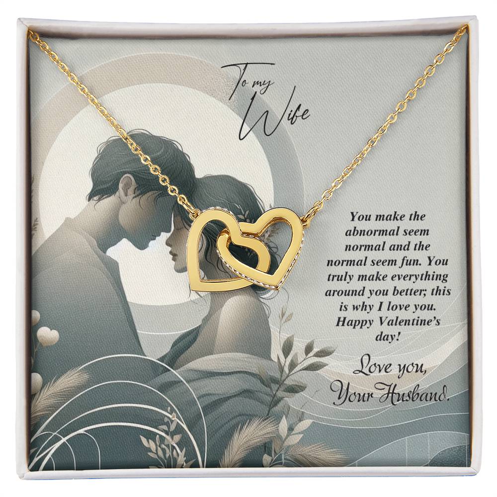 Valentine-st22a Interlocking Hearts Necklace, Gift to my Wife with Beautiful Message Card