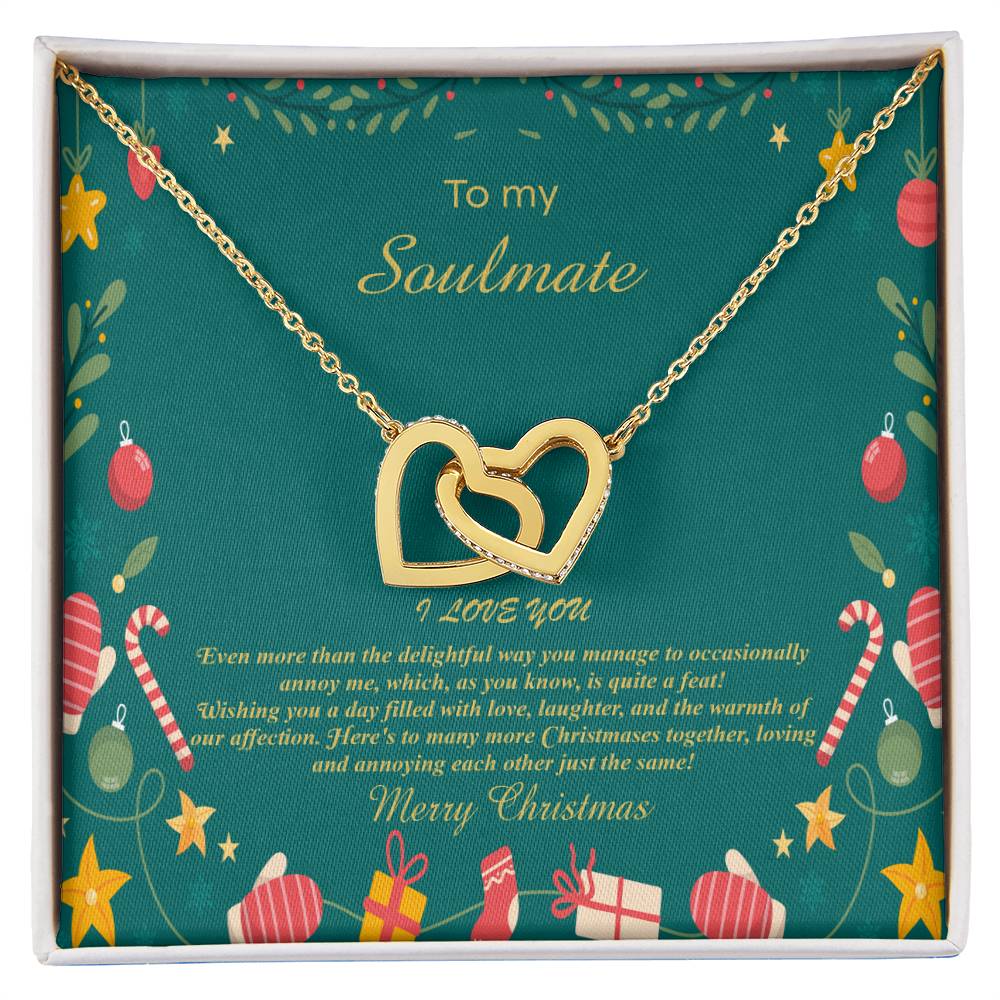 94098b Interlocking Hearts neck, Gift to My Soulmate with Message Card