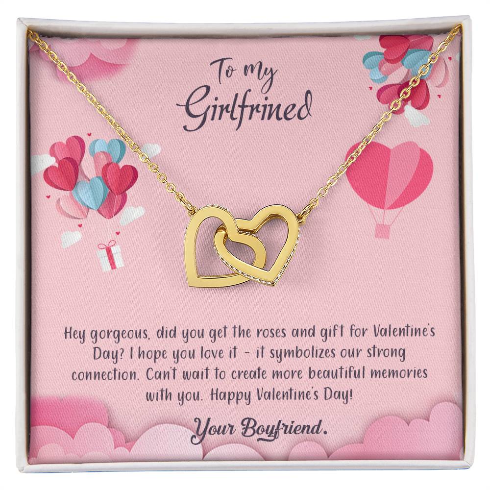 valentine-28c Interlocking Hearts Necklace, Gift to my Girlfriend with Beautiful Message Card