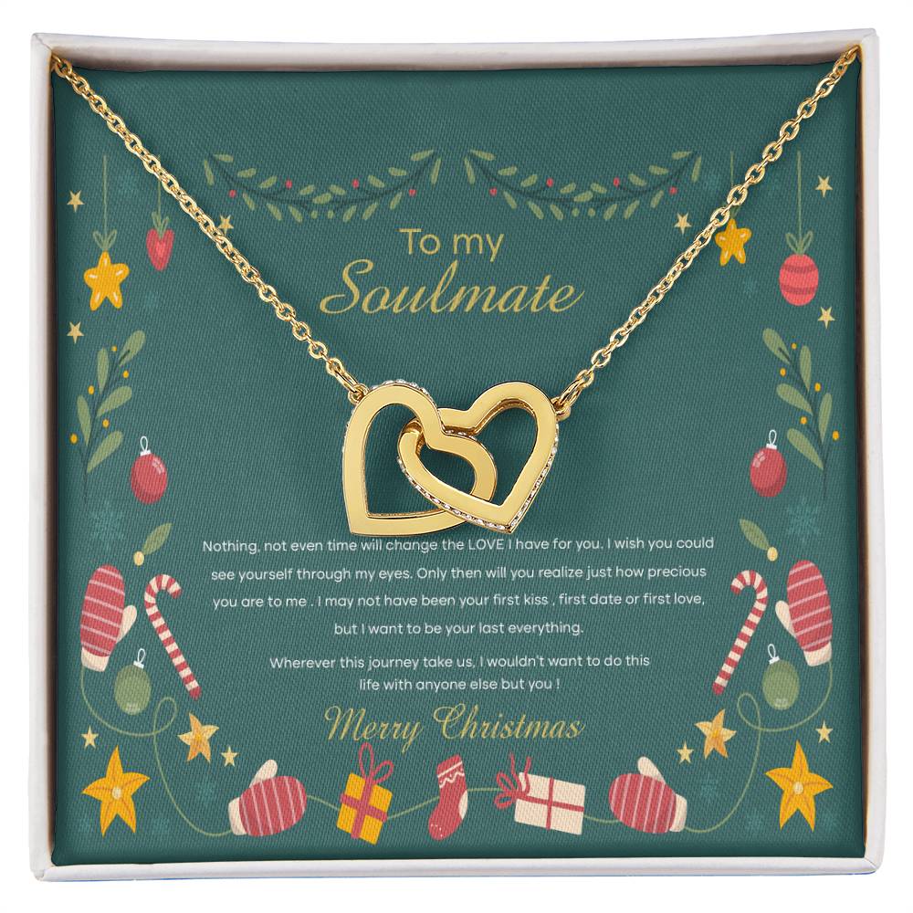 94098 Interlocking Hearts neck, Gift to My Soulmate with Message Card