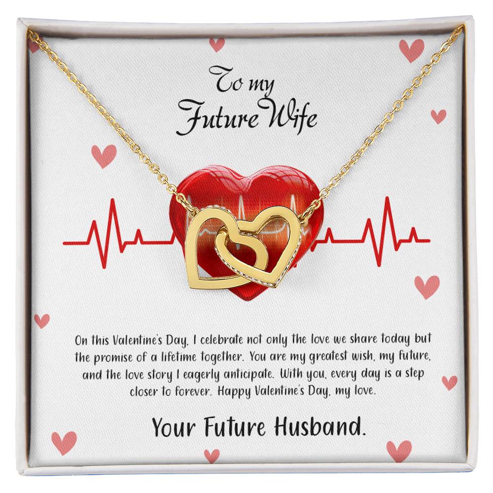 valentine-33d Interlocking Hearts Necklace, Gift to my Future Wife with Beautiful Message Card