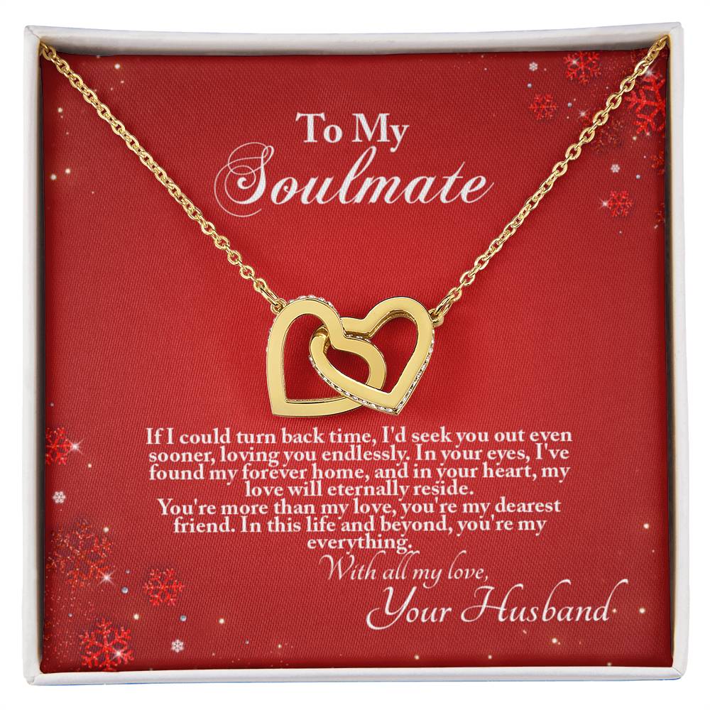 4005a Interlocking Hearts neck, Gift to My Soulmate with Message Card