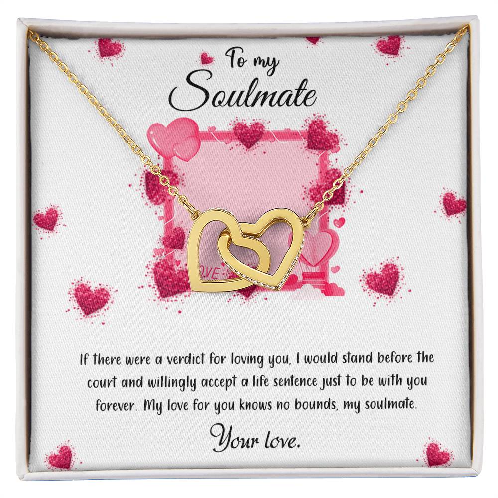 valentine-32c Interlocking Hearts Necklace, Gift to my Girlfriend with Beautiful Message Card