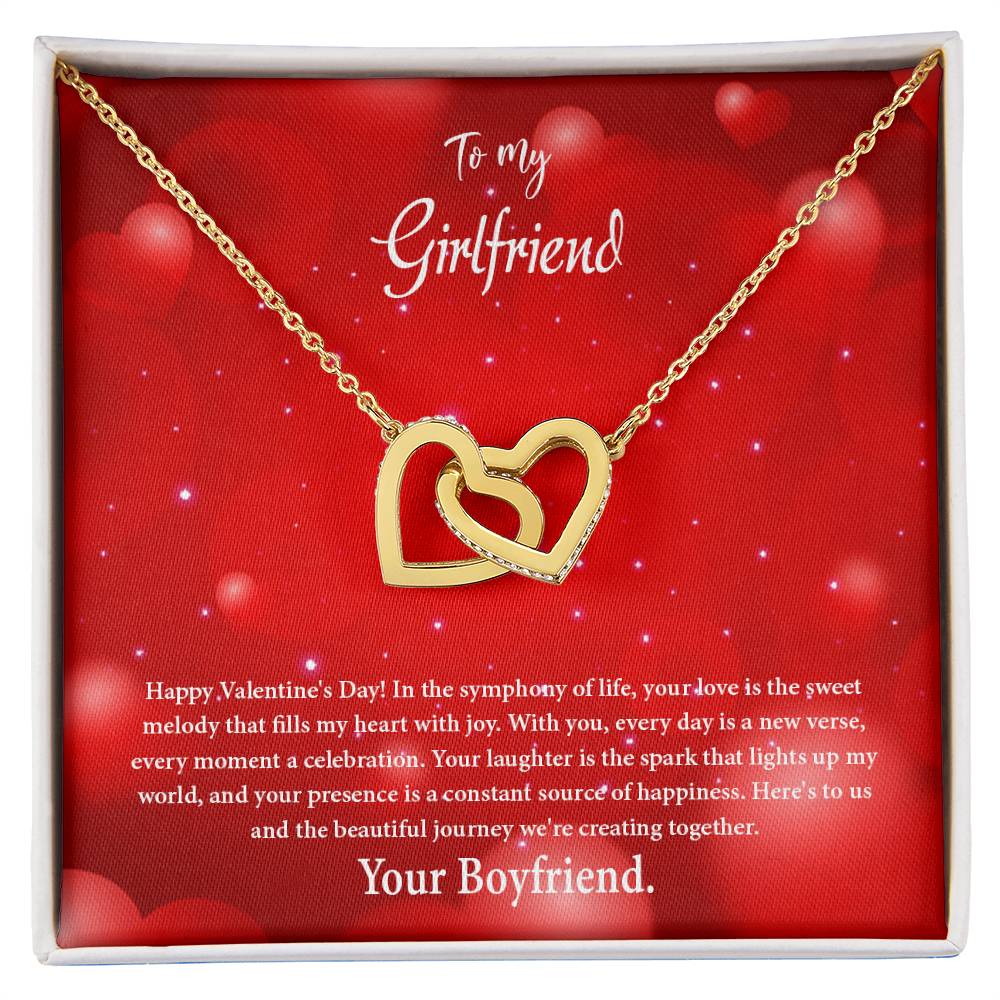 valentine-34c Interlocking Hearts Necklace, Gift to my Girlfriend with Beautiful Message Card