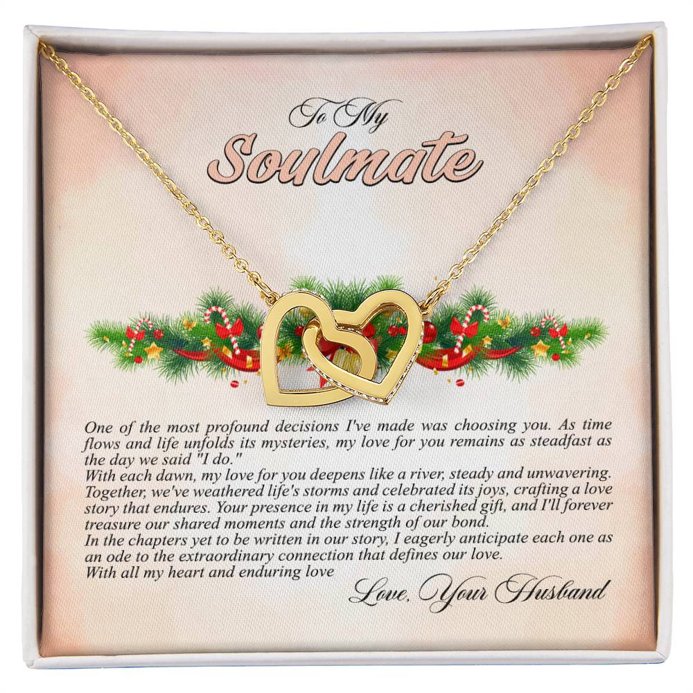 4009c Interlocking Hearts neck, Gift to My Soulmate with Message Card