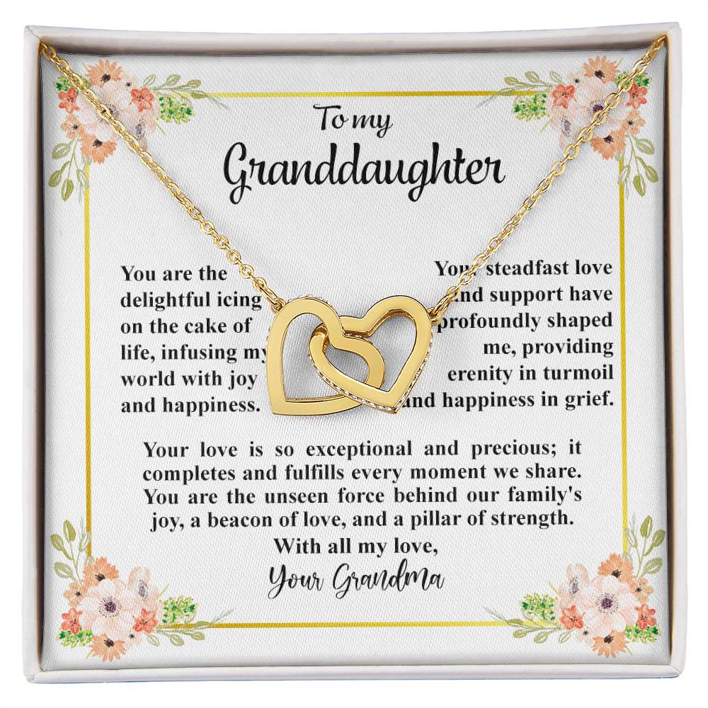 4032c Interlocking Hearts Necklace, Gift to My Granddaughter , with beautiful message card