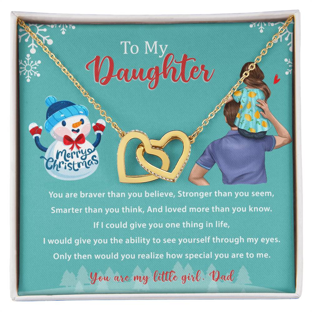 94669c Interlocking Hearts Necklace, Gift to my Daughter with Beautiful Message Card