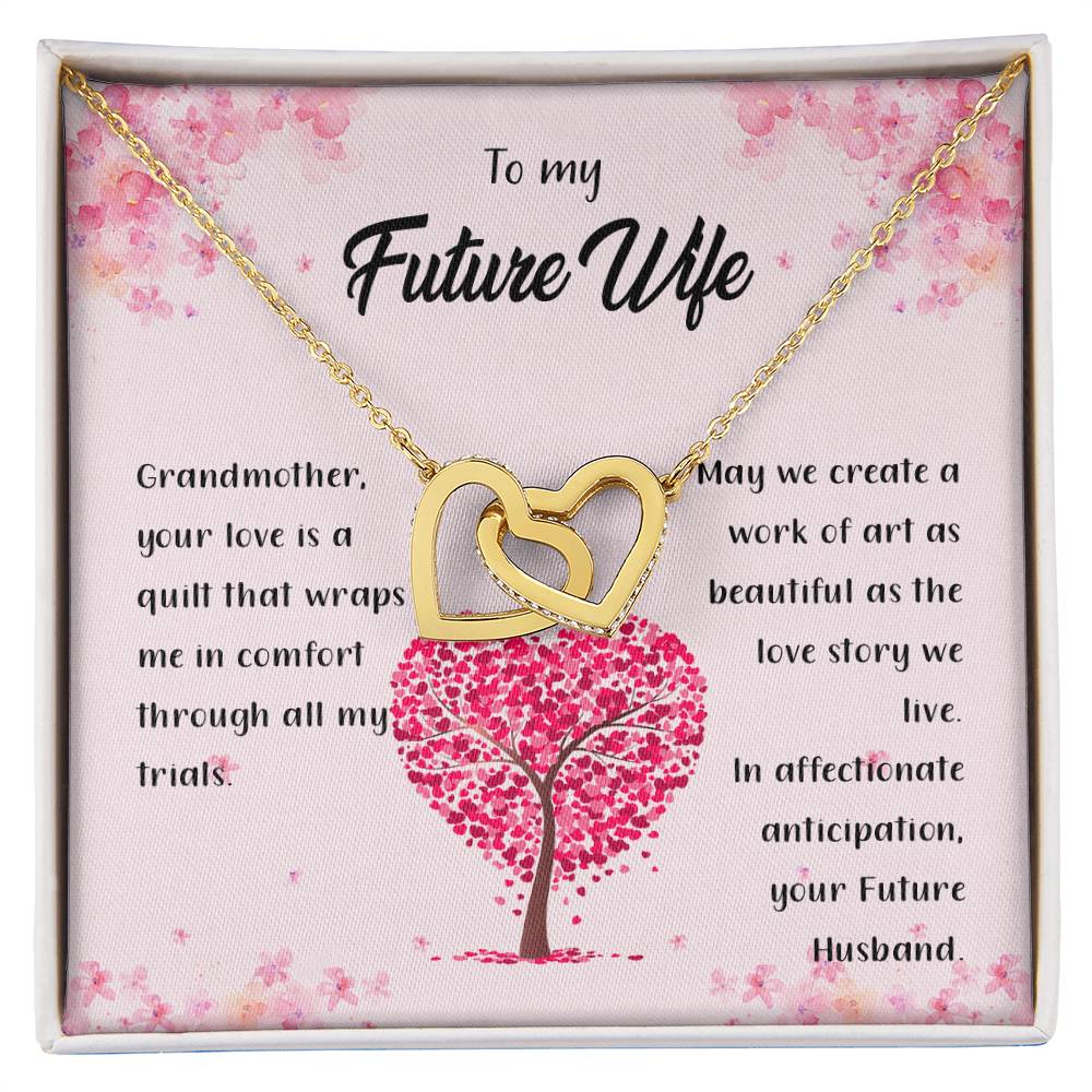 4042b fix Interlocking Hearts Necklace, Gift to my Future Wife with Beautiful Message Card