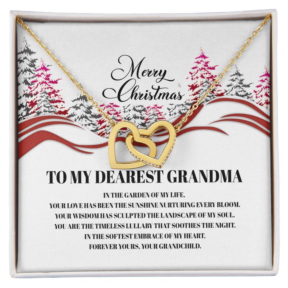 4016b Interlocking Hearts Necklace, Gift to my Grandma with Beautiful Message Card