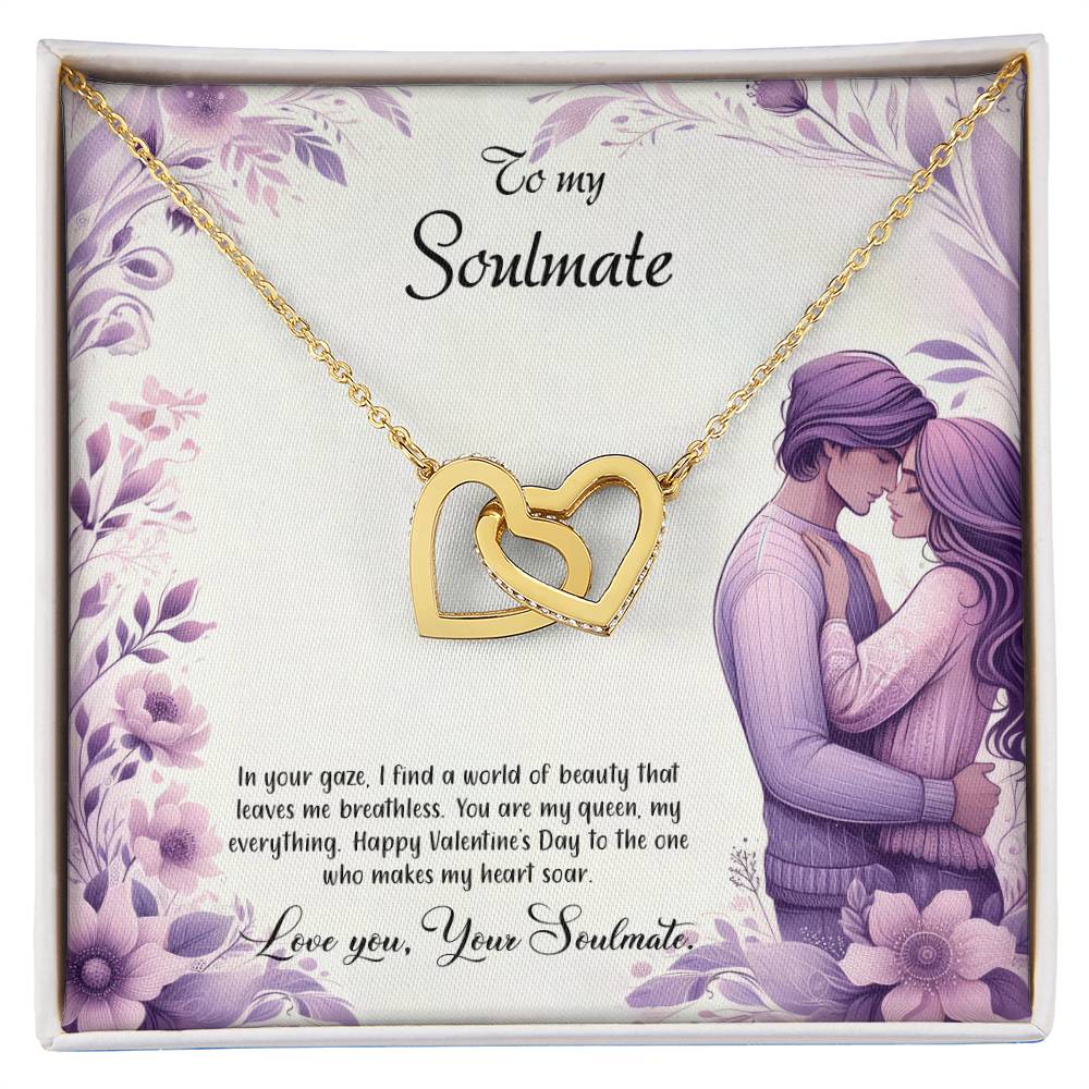 Valentine-st25b Interlocking Hearts neck, Gift to My Soulmate with Message Card