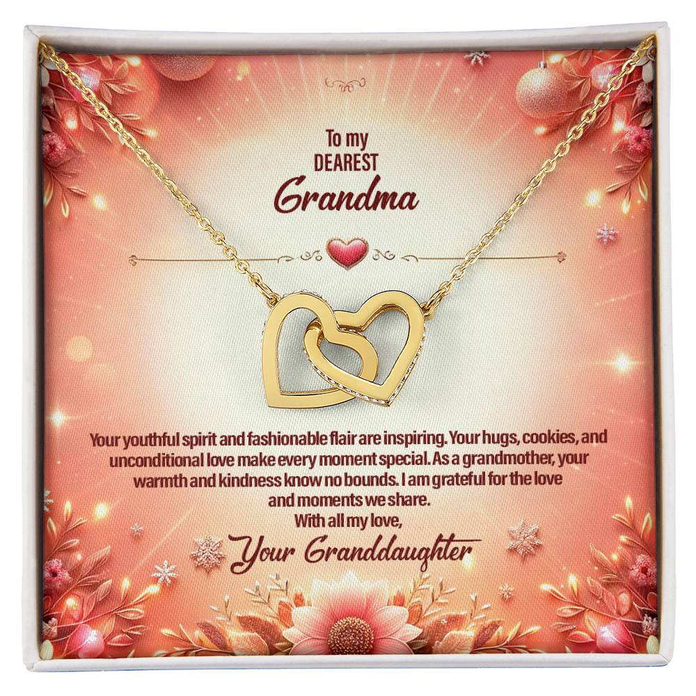 4051c Interlocking Hearts Necklace, Gift to my Grandma with Beautiful Message Card