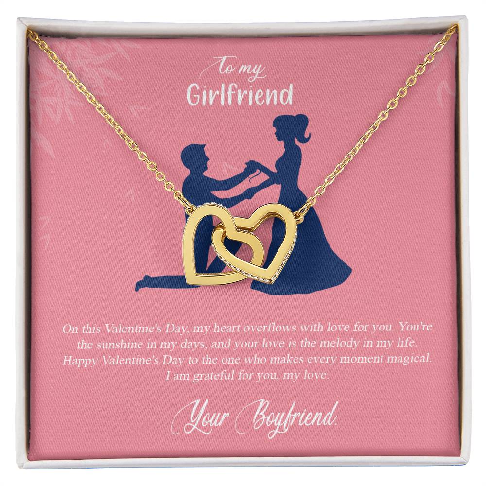 valentine-2c Interlocking Hearts Necklace, Gift to my Girlfriend with Beautiful Message Card