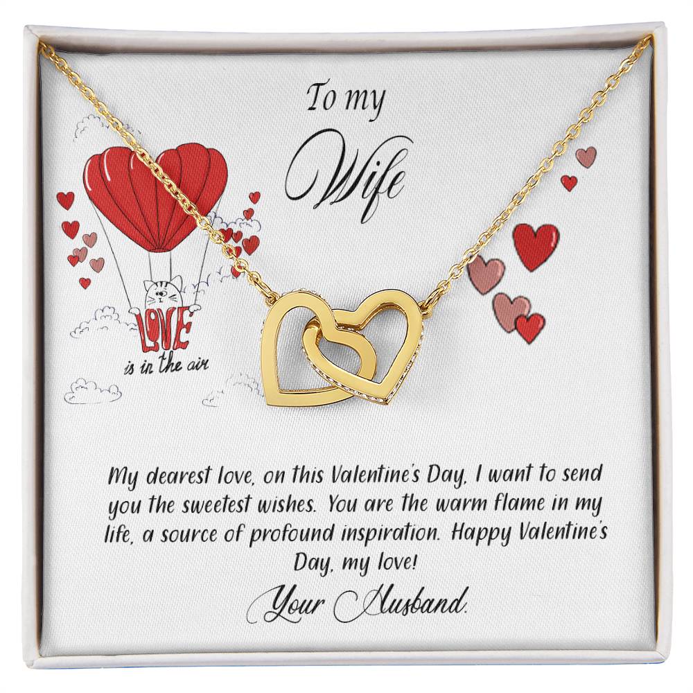 valentine-24a Interlocking Hearts Necklace, Gift to my Wife with Beautiful Message Card