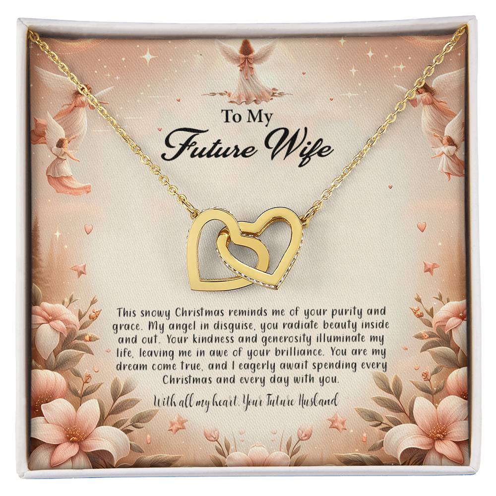 4052e Interlocking Hearts Necklace, Gift to my Future Wife with Beautiful Message Card