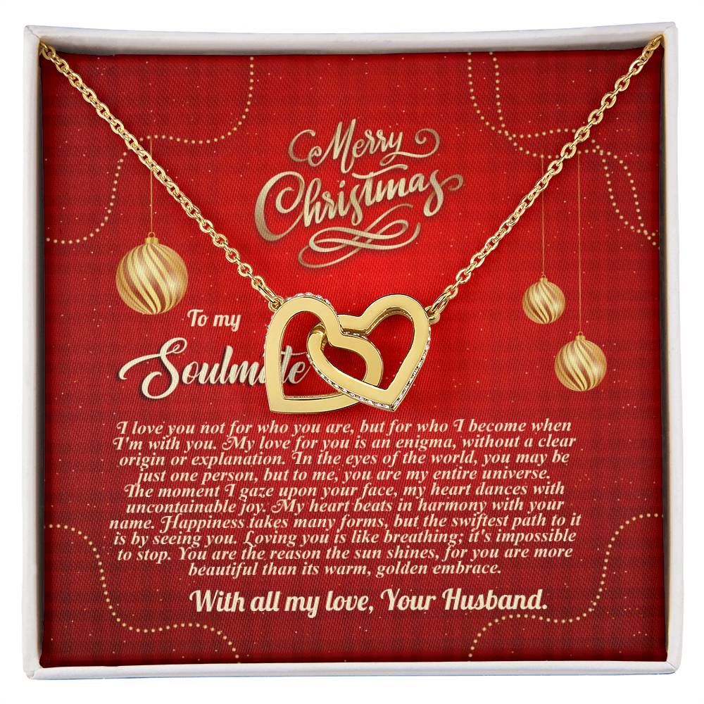 94096c Interlocking Hearts neck, Gift to My Soulmate with Message Card