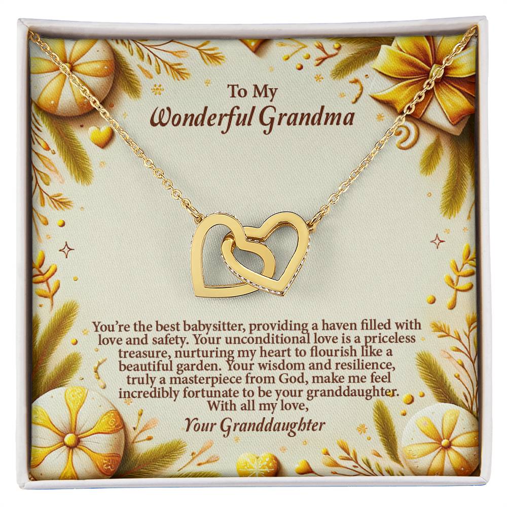 4056a Interlocking Hearts Necklace, Gift to my Grandma with Beautiful Message Card