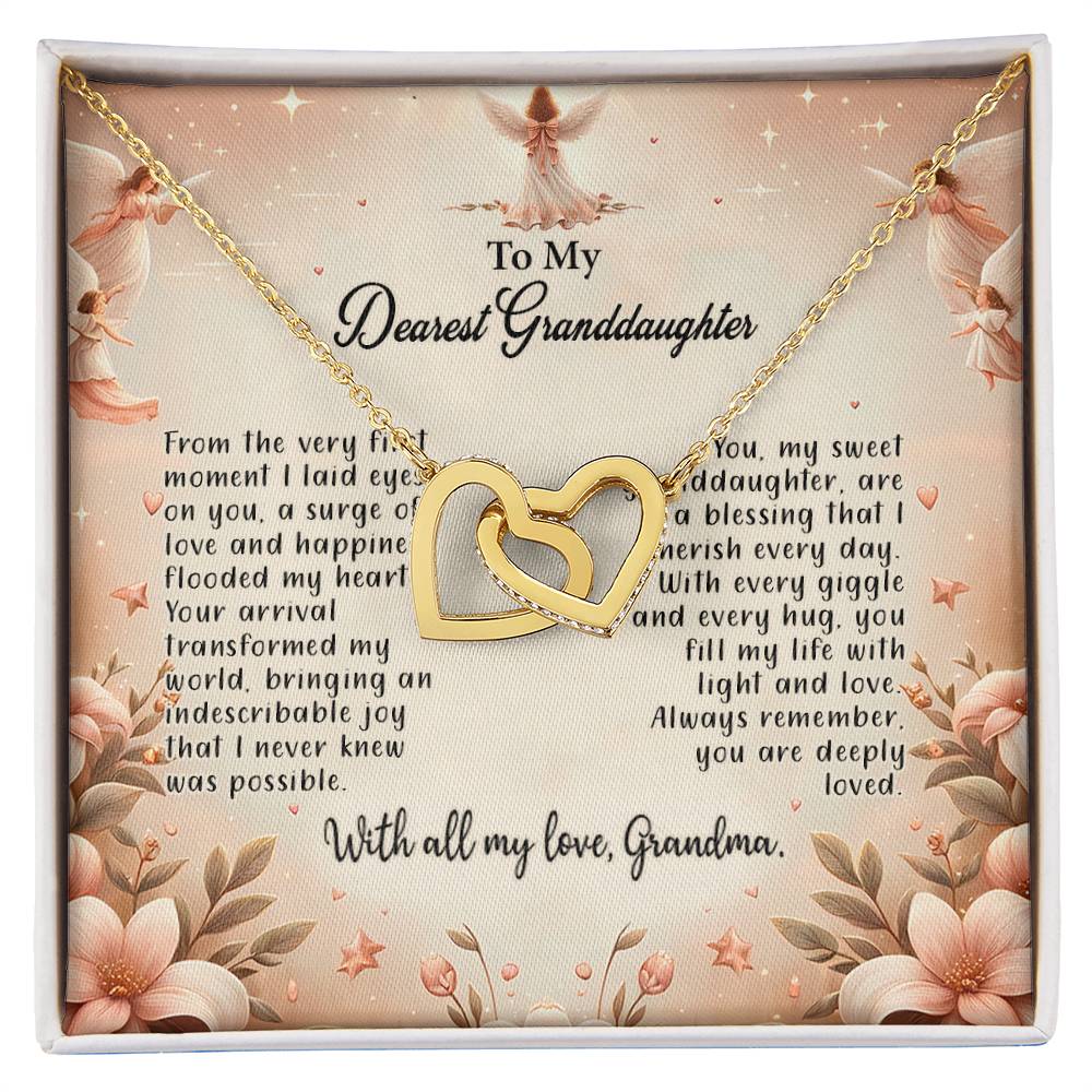 4052a Interlocking Hearts Necklace, Gift to My Granddaughter , with beautiful message card