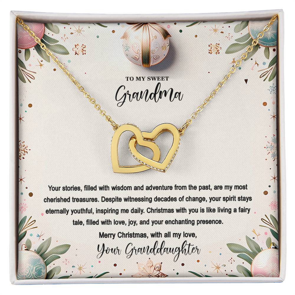 4048(c) Interlocking Hearts Necklace, Gift to my Grandma with Beautiful Message Card