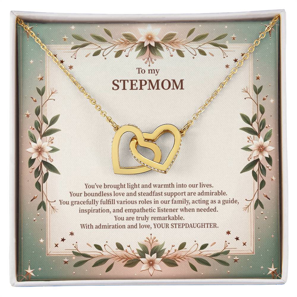 4049c Interlocking Hearts Necklace, Gift to my Stepmom with Beautiful Message Card