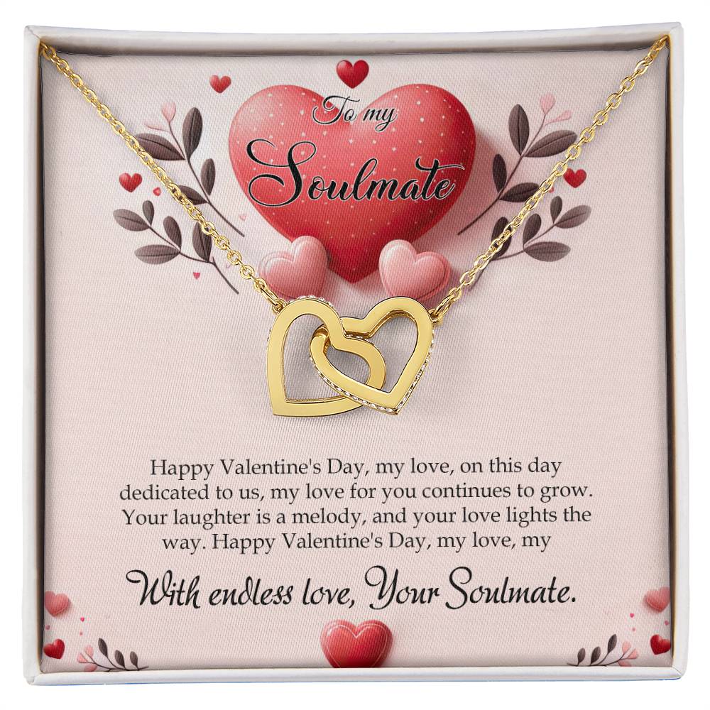 Valentine-st13b Interlocking Hearts neck, Gift to My Soulmate with Message Card