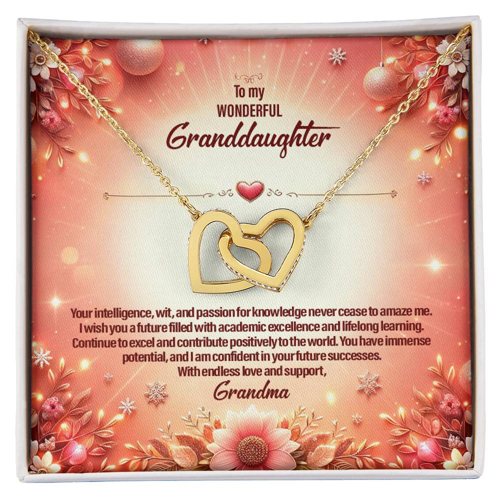 4051a Interlocking Hearts Necklace, Gift to My Granddaughter , with beautiful message card