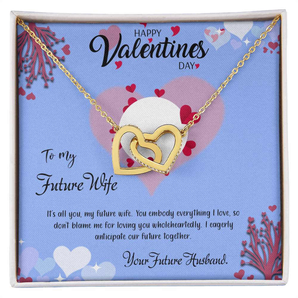 valentine-30d Interlocking Hearts Necklace, Gift to my Future Wife with Beautiful Message Card