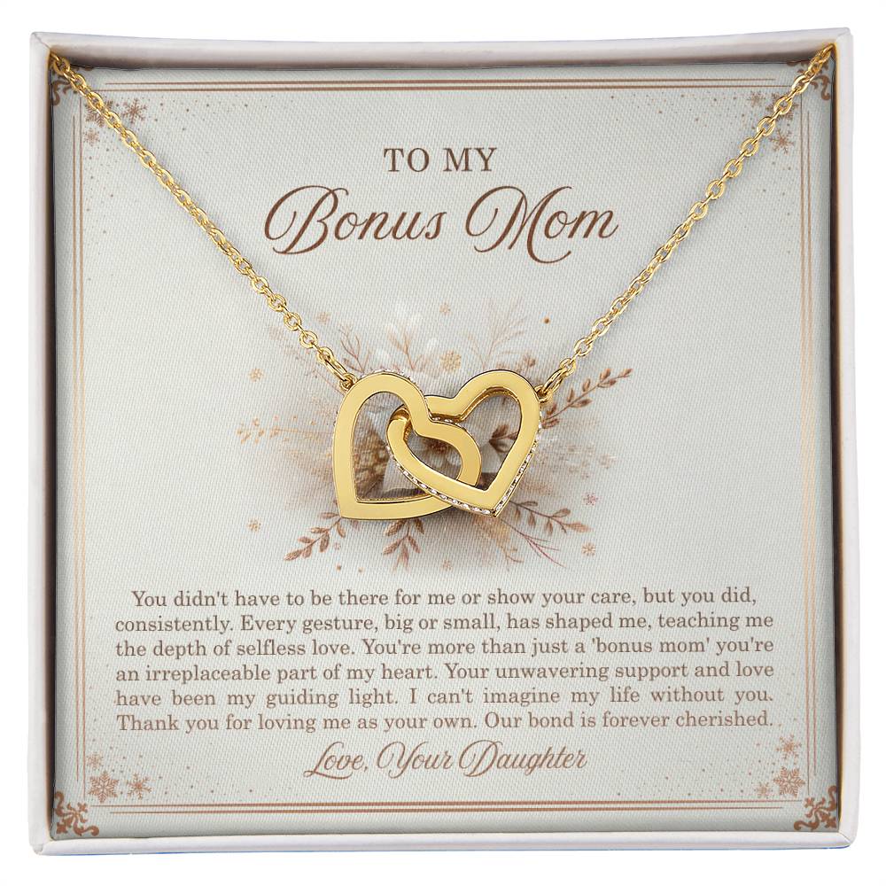 95318 a Interlocking Hearts Necklace, Gift to my Stepmom with Beautiful Message Card