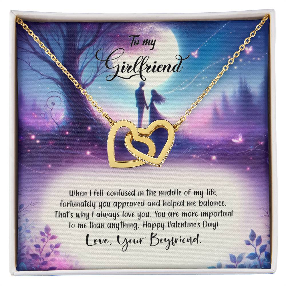 Valentine-st19c Interlocking Hearts Necklace, Gift to my Girlfriend with Beautiful Message Card