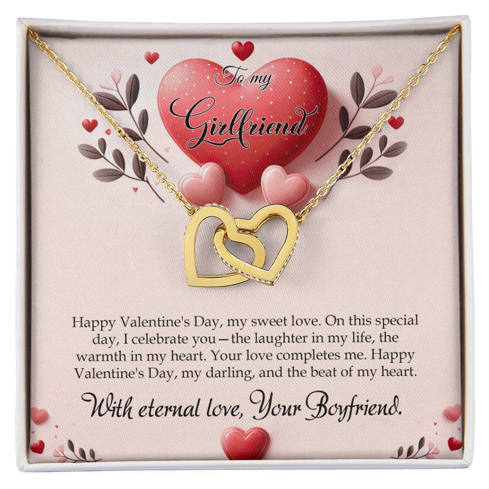 Valentine-st13c Interlocking Hearts Necklace, Gift to my Girlfriend with Beautiful Message Card