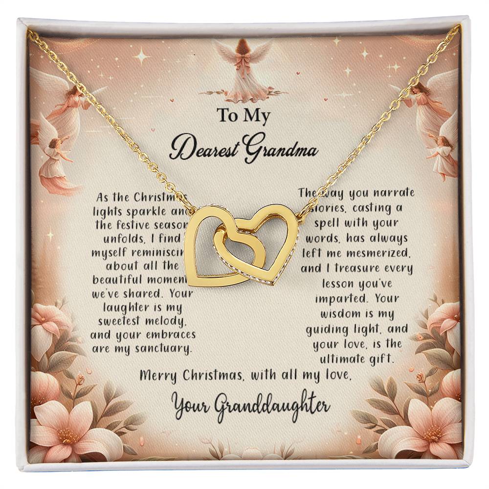 4052c Interlocking Hearts Necklace, Gift to my Grandma with Beautiful Message Card