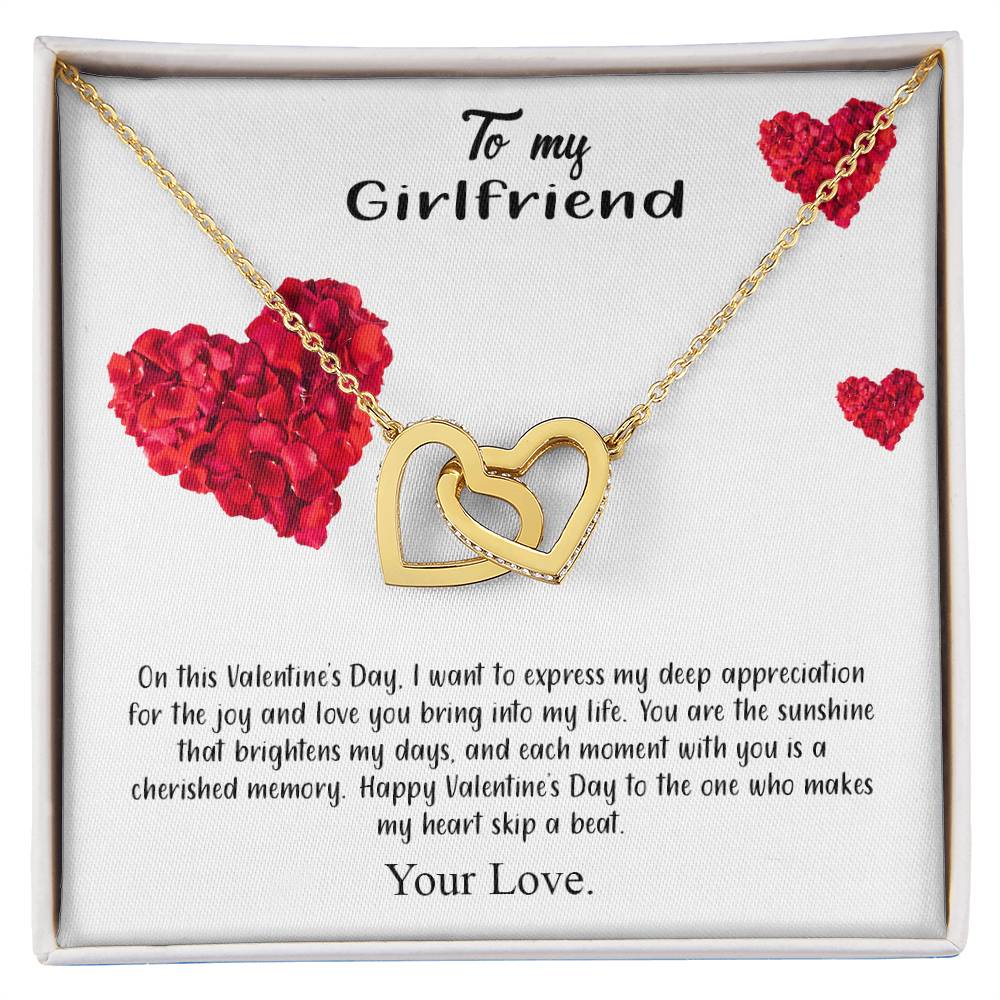 valentine-17c Interlocking Hearts Necklace, Gift to my Girlfriend with Beautiful Message Card