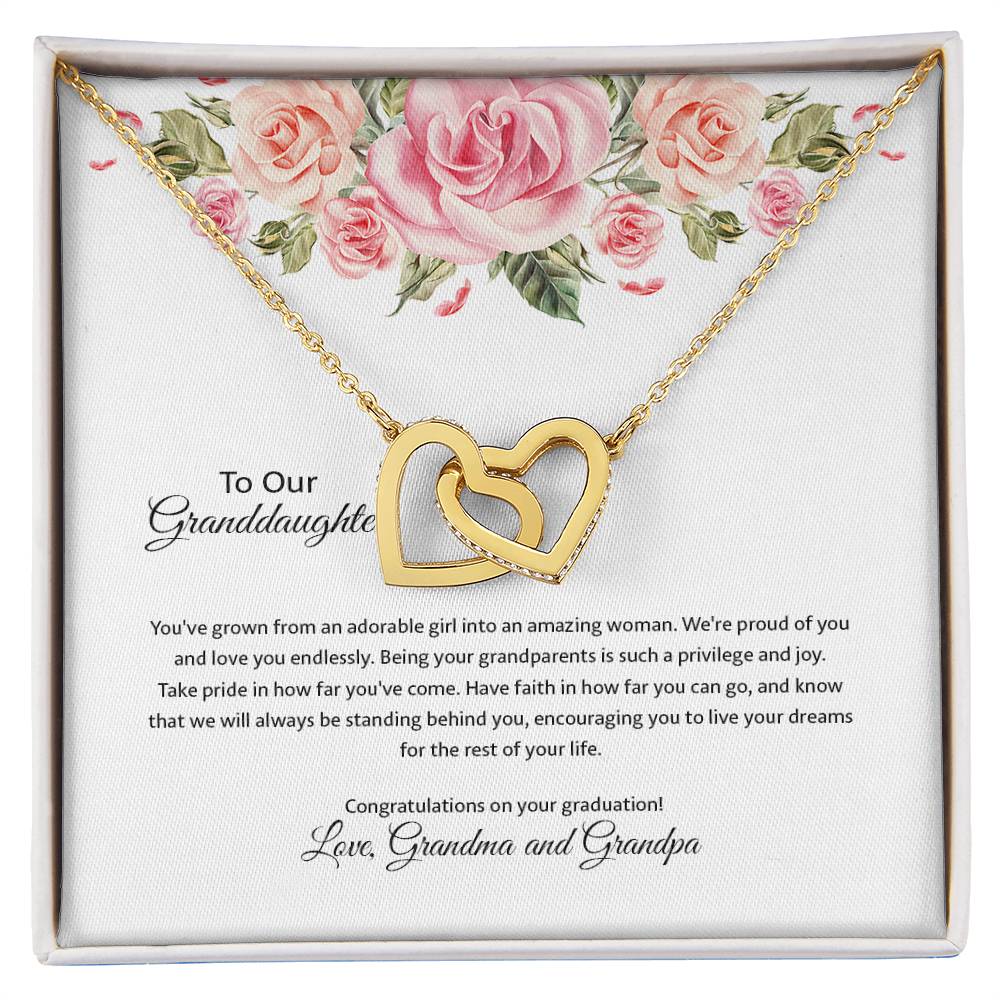 4031a Interlocking Hearts Necklace, Gift to My Granddaughter , with beautiful message card