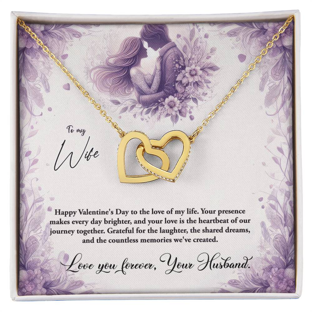 Valentine-st10a Interlocking Hearts Necklace, Gift to my Wife with Beautiful Message Card