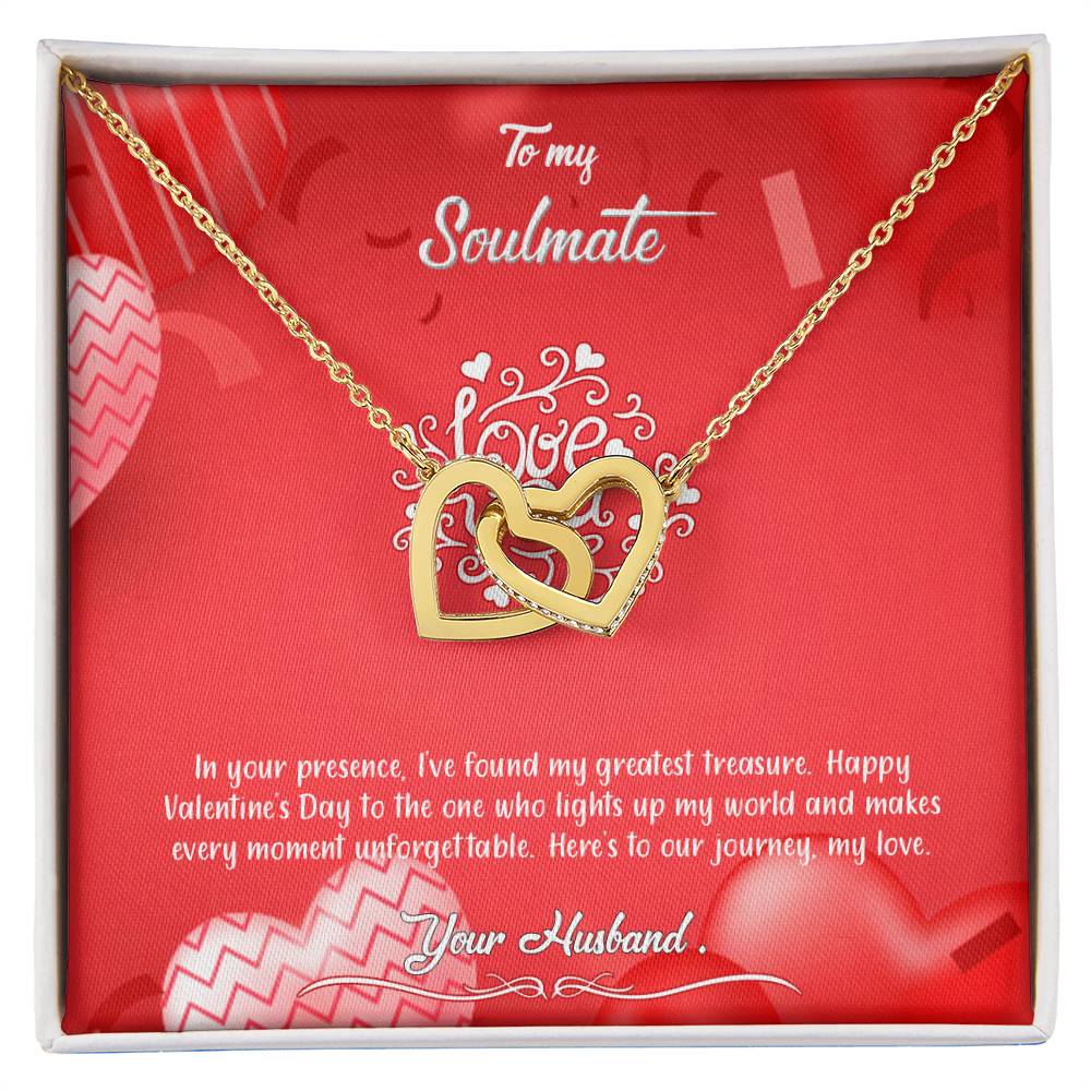 valentine-4b Interlocking Hearts neck, Gift to My Soulmate with Message Card