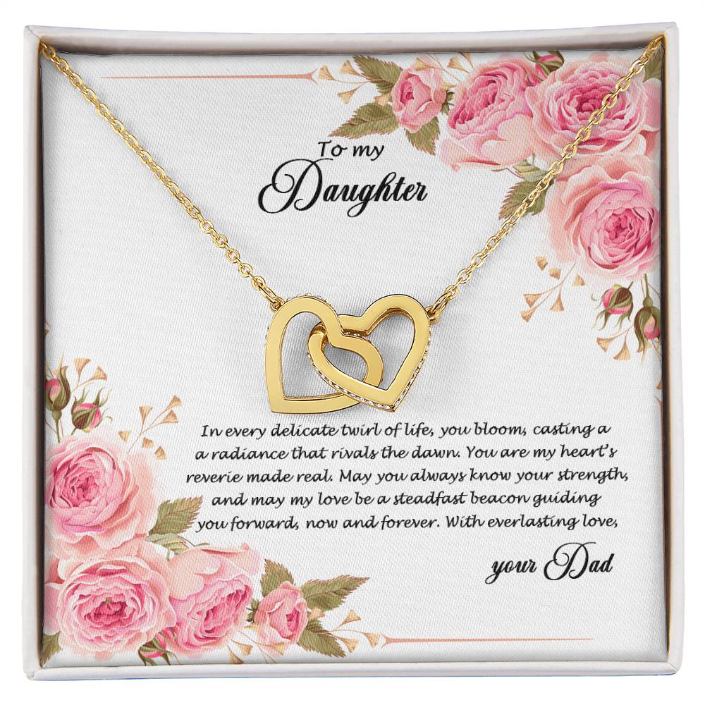 4034 (b) Interlocking Hearts Necklace, Gift to my Daughter with Beautiful Message Card