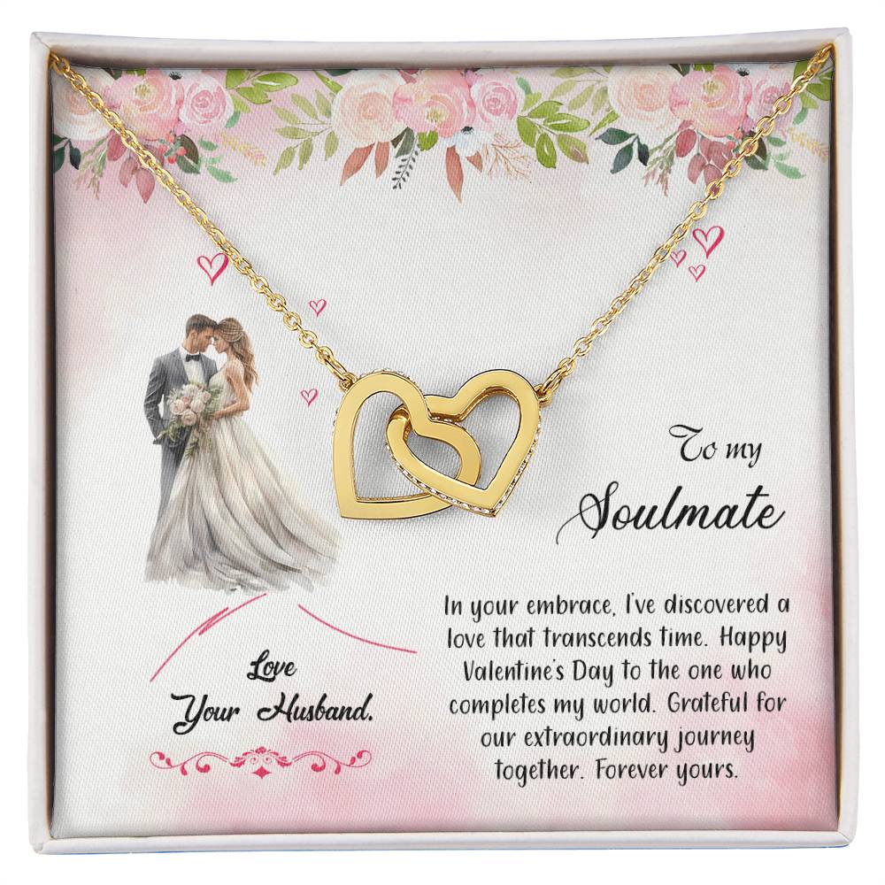 valentine-6b Interlocking Hearts neck, Gift to My Soulmate with Message Card