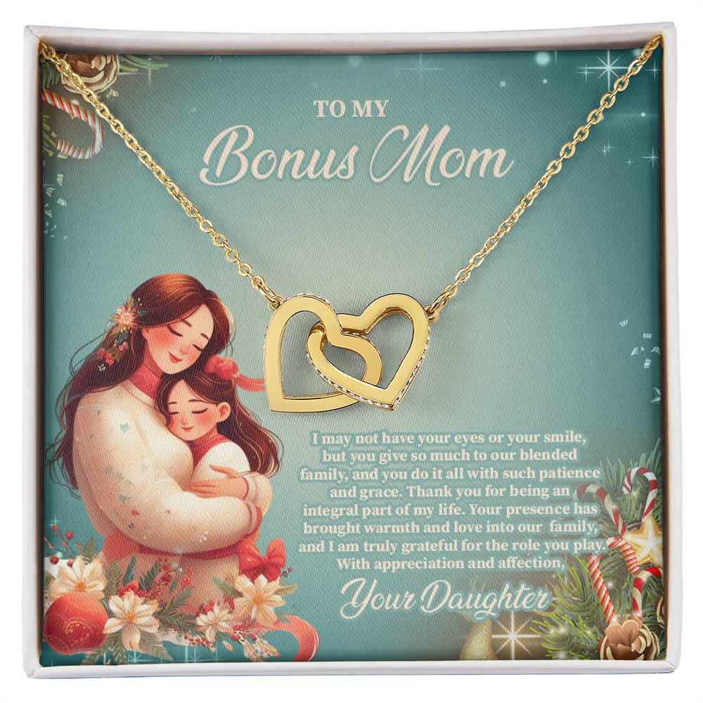 4024c Interlocking Hearts Necklace, Gift to my Stepmom with Beautiful Message Card